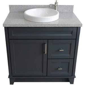 Bellaterra Home Vanity BellaTerra Home 37" Single Sink Vanity in Dark Gray Finish with Gray Granite and Left Door/Round Center Sink 400700-37L-DG-GYRDC