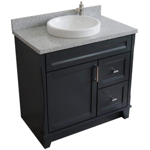 Bellaterra Home Vanity BellaTerra Home 37" Single Sink Vanity in Dark Gray Finish with Gray Granite and Left Door/Round Center Sink 400700-37L-DG-GYRDC
