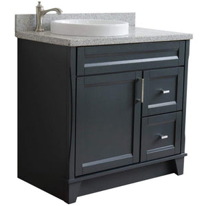 Bellaterra Home Vanity BellaTerra Home 37" Single sink vanity in Dark Gray finish with Gray granite and Left door/Round Left sink 00700-37L-DG-GYRDL