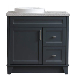 Bellaterra Home Vanity BellaTerra Home 37" Single sink vanity in Dark Gray finish with Gray granite and Left door/Round Left sink 00700-37L-DG-GYRDL