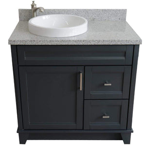 Bellaterra Home Vanity BellaTerra Home 37" Single sink vanity in Dark Gray finish with Gray granite and Left door/Round Left sink 00700-37L-DG-GYRDL