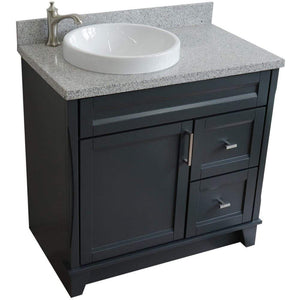 Bellaterra Home Vanity BellaTerra Home 37" Single sink vanity in Dark Gray finish with Gray granite and Left door/Round Left sink 00700-37L-DG-GYRDL