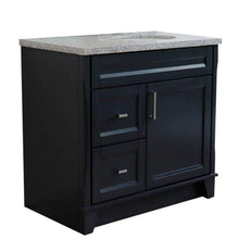 Load image into Gallery viewer, Bellaterra Home Vanity BellaTerra Home 37&quot; Single sink vanity in Dark Gray finish with Gray granite and LEFT oval sink- RIGHT drawers 400700-37R-DG-GYOR