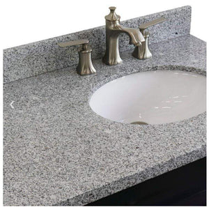 Bellaterra Home Vanity BellaTerra Home 37" Single sink vanity in Dark Gray finish with Gray granite and LEFT oval sink- RIGHT drawers 400700-37R-DG-GYOR