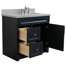 Load image into Gallery viewer, Bellaterra Home Vanity BellaTerra Home 37&quot; Single sink vanity in Dark Gray finish with Gray granite and LEFT oval sink- RIGHT drawers 400700-37R-DG-GYOR
