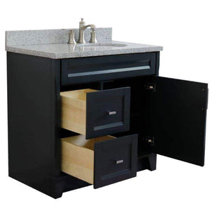 Bellaterra Home Vanity BellaTerra Home 37" Single sink vanity in Dark Gray finish with Gray granite and LEFT oval sink- RIGHT drawers 400700-37R-DG-GYOR