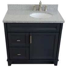 Load image into Gallery viewer, Bellaterra Home Vanity BellaTerra Home 37&quot; Single sink vanity in Dark Gray finish with Gray granite and LEFT oval sink- RIGHT drawers 400700-37R-DG-GYOR