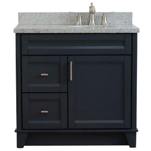 Bellaterra Home Vanity BellaTerra Home 37" Single sink vanity in Dark Gray finish with Gray granite and LEFT oval sink- RIGHT drawers 400700-37R-DG-GYOR