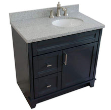 Load image into Gallery viewer, Bellaterra Home Vanity BellaTerra Home 37&quot; Single sink vanity in Dark Gray finish with Gray granite and LEFT oval sink- RIGHT drawers 400700-37R-DG-GYOR