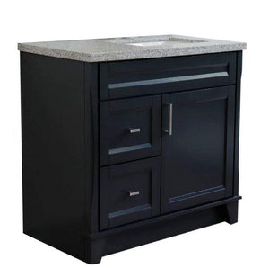 Bellaterra Home Vanity BellaTerra Home 37" Single sink vanity in Dark Gray finish with Gray granite and LEFT rectangle sink- RIGHT drawers 400700-37R-DG-GYRR