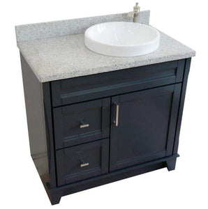 Bellaterra Home Vanity BellaTerra Home 37" Single sink vanity in Dark Gray finish with Gray granite and LEFT round sink- RIGHT drawers 400700-37R-DG-GYRDR