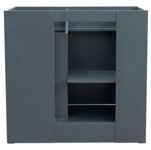 Bellaterra Home Vanity BellaTerra Home 37" Single sink vanity in Dark Gray finish with Gray granite and LEFT round sink- RIGHT drawers 400700-37R-DG-GYRDR
