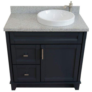 Bellaterra Home Vanity BellaTerra Home 37" Single sink vanity in Dark Gray finish with Gray granite and LEFT round sink- RIGHT drawers 400700-37R-DG-GYRDR