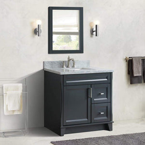Bellaterra Home Vanity BellaTerra Home 37" Single Sink Vanity in Dark Gray Finish with White Carrara Marble and Left Door/Center Sink 400700-37L-DG-WMRC