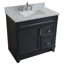 Load image into Gallery viewer, Bellaterra Home Vanity BellaTerra Home 37&quot; Single Sink Vanity in Dark Gray Finish with White Carrara Marble and Left Door/Center Sink 400700-37L-DG-WMRC