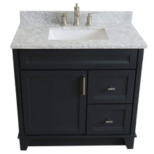 Load image into Gallery viewer, Bellaterra Home Vanity BellaTerra Home 37&quot; Single Sink Vanity in Dark Gray Finish with White Carrara Marble and Left Door/Center Sink 400700-37L-DG-WMRC