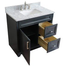 Load image into Gallery viewer, Bellaterra Home Vanity BellaTerra Home 37&quot; Single Sink Vanity in Dark Gray Finish with White Carrara Marble and Left Door/Center Sink 400700-37L-DG-WMRC