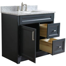 Load image into Gallery viewer, Bellaterra Home Vanity BellaTerra Home 37&quot; Single Sink Vanity in Dark Gray Finish with White Carrara Marble and Left Door/Center Sink 400700-37L-DG-WMRC