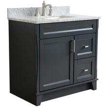 Load image into Gallery viewer, Bellaterra Home Vanity BellaTerra Home 37&quot; Single Sink Vanity in Dark Gray Finish with White Carrara Marble and Left Door/Center Sink 400700-37L-DG-WMRC