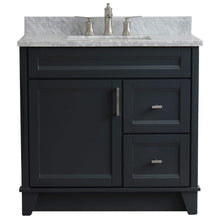 Load image into Gallery viewer, Bellaterra Home Vanity BellaTerra Home 37&quot; Single Sink Vanity in Dark Gray Finish with White Carrara Marble and Left Door/Center Sink 400700-37L-DG-WMRC