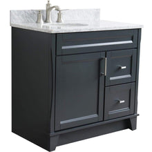 Load image into Gallery viewer, Bellaterra Home Vanity BellaTerra Home 37&quot; Single sink vanity in Dark Gray finish with White carrara marble and Left door/Left sink 400700-37L-DG-WMOL