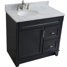 Load image into Gallery viewer, Bellaterra Home Vanity BellaTerra Home 37&quot; Single sink vanity in Dark Gray finish with White carrara marble and Left door/Left sink 400700-37L-DG-WMOL