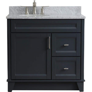 Bellaterra Home Vanity BellaTerra Home 37" Single sink vanity in Dark Gray finish with White carrara marble and Left door/Left sink 400700-37L-DG-WMOL