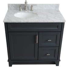 Load image into Gallery viewer, Bellaterra Home Vanity BellaTerra Home 37&quot; Single sink vanity in Dark Gray finish with White carrara marble and Left door/Left sink 400700-37L-DG-WMOL