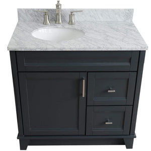 Bellaterra Home Vanity BellaTerra Home 37" Single sink vanity in Dark Gray finish with White carrara marble and Left door/Left sink 400700-37L-DG-WMOL