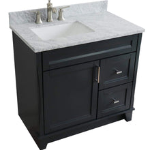 Load image into Gallery viewer, Bellaterra Home Vanity BellaTerra Home 37&quot; Single sink vanity in Dark Gray finish with White carrara marble and Left door/Left sink 400700-37L-DG-WMRL