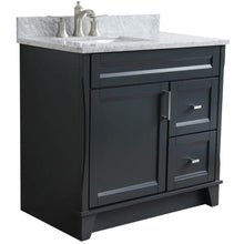 Load image into Gallery viewer, Bellaterra Home Vanity BellaTerra Home 37&quot; Single sink vanity in Dark Gray finish with White carrara marble and Left door/Left sink 400700-37L-DG-WMRL