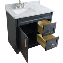Load image into Gallery viewer, Bellaterra Home Vanity BellaTerra Home 37&quot; Single sink vanity in Dark Gray finish with White carrara marble and Left door/Left sink 400700-37L-DG-WMRL