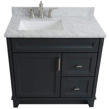 Load image into Gallery viewer, Bellaterra Home Vanity BellaTerra Home 37&quot; Single sink vanity in Dark Gray finish with White carrara marble and Left door/Left sink 400700-37L-DG-WMRL