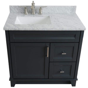 Bellaterra Home Vanity BellaTerra Home 37" Single sink vanity in Dark Gray finish with White carrara marble and Left door/Left sink 400700-37L-DG-WMRL