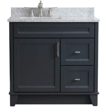Load image into Gallery viewer, Bellaterra Home Vanity BellaTerra Home 37&quot; Single sink vanity in Dark Gray finish with White carrara marble and Left door/Left sink 400700-37L-DG-WMRL