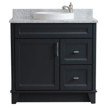 Load image into Gallery viewer, Bellaterra Home Vanity BellaTerra Home 37&quot; Single Sink Vanity in Dark Gray Finish with White Carrara Marble and Left door/Round Center Sink 400700-37L-DG-WMRDC