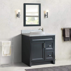Bellaterra Home Vanity BellaTerra Home 37" Single Sink Vanity in Dark Gray Finish with White Carrara Marble and Left door/Round Center Sink 400700-37L-DG-WMRDC