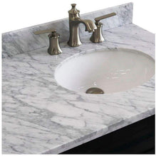 Load image into Gallery viewer, Bellaterra Home Vanity BellaTerra Home 37&quot; Single sink vanity in Dark Gray finish with White carrara marble and LEFT oval sink- RIGHT drawers 400700-37R-DG-WMOR