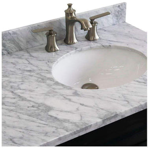 Bellaterra Home Vanity BellaTerra Home 37" Single sink vanity in Dark Gray finish with White carrara marble and LEFT oval sink- RIGHT drawers 400700-37R-DG-WMOR