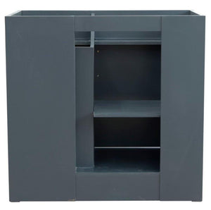Bellaterra Home Vanity BellaTerra Home 37" Single sink vanity in Dark Gray finish with White carrara marble and LEFT oval sink- RIGHT drawers 400700-37R-DG-WMOR