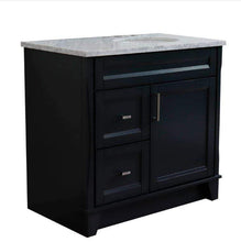 Load image into Gallery viewer, Bellaterra Home Vanity BellaTerra Home 37&quot; Single sink vanity in Dark Gray finish with White carrara marble and LEFT oval sink- RIGHT drawers 400700-37R-DG-WMOR