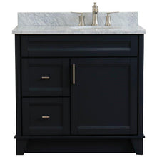 Load image into Gallery viewer, Bellaterra Home Vanity BellaTerra Home 37&quot; Single sink vanity in Dark Gray finish with White carrara marble and LEFT oval sink- RIGHT drawers 400700-37R-DG-WMOR