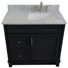 Load image into Gallery viewer, Bellaterra Home Vanity BellaTerra Home 37&quot; Single sink vanity in Dark Gray finish with White carrara marble and LEFT rectangle sink- RIGHT drawers 400700-37R-DG-WMRR