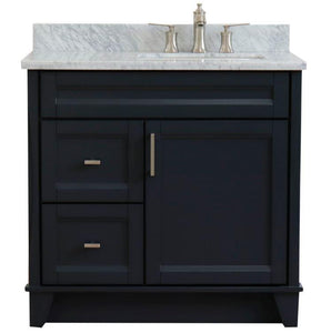 Bellaterra Home Vanity BellaTerra Home 37" Single sink vanity in Dark Gray finish with White carrara marble and LEFT rectangle sink- RIGHT drawers 400700-37R-DG-WMRR