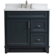 Load image into Gallery viewer, Bellaterra Home Vanity BellaTerra Home 37&quot; Single Sink Vanity in Dark Gray Finish with White Quartz and Left Door/Center Sink 400700-37L-DG-WEOC