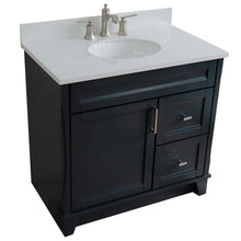 Load image into Gallery viewer, Bellaterra Home Vanity BellaTerra Home 37&quot; Single Sink Vanity in Dark Gray Finish with White Quartz and Left Door/Center Sink 400700-37L-DG-WEOC