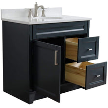 Load image into Gallery viewer, Bellaterra Home Vanity BellaTerra Home 37&quot; Single Sink Vanity in Dark Gray Finish with White Quartz and Left Door/Center Sink 400700-37L-DG-WEOC