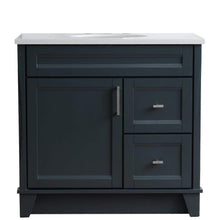 Load image into Gallery viewer, Bellaterra Home Vanity BellaTerra Home 37&quot; Single Sink Vanity in Dark Gray Finish with White Quartz and Left Door/Center Sink 400700-37L-DG-WEOC
