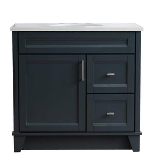 Bellaterra Home Vanity BellaTerra Home 37" Single Sink Vanity in Dark Gray Finish with White Quartz and Left Door/Center Sink 400700-37L-DG-WEOC