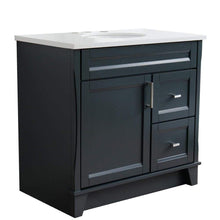 Load image into Gallery viewer, Bellaterra Home Vanity BellaTerra Home 37&quot; Single Sink Vanity in Dark Gray Finish with White Quartz and Left Door/Center Sink 400700-37L-DG-WEOC